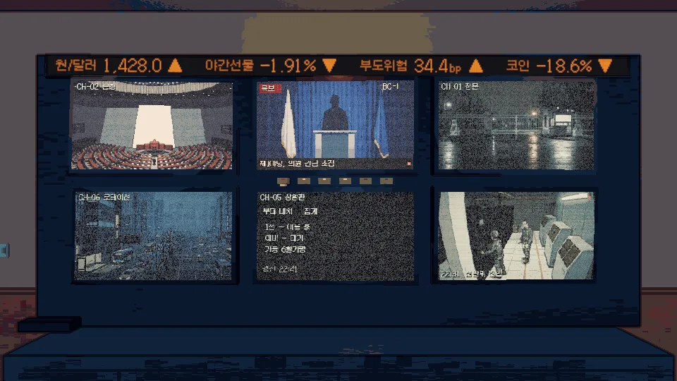 상황실의 벽 — 모니터 여섯 칸